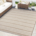 Beige Striped Indoor/Outdoor Area Rug - Abani OCE120A Polypropylene