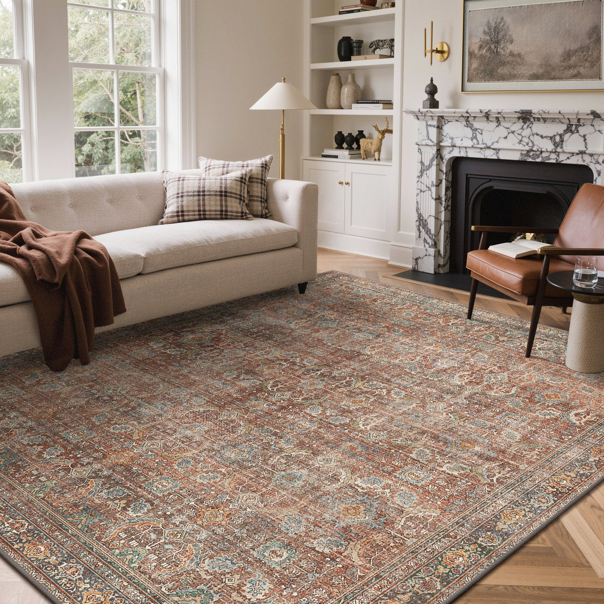 Abastos - Vintage Machine Washable Area Rug for High-Traffic Homes