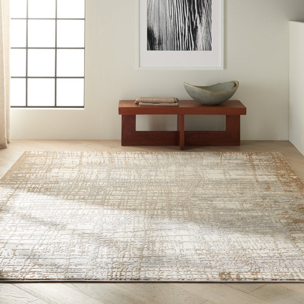 Calvin Klein Rush Abstract Area Rug - Neutral Linear Living Room Rug