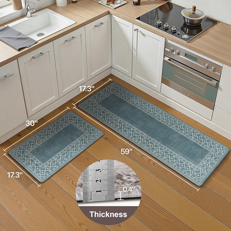 Anti-Fatigue Kitchen Mat Set - Vintage PVC Memory Foam Runner