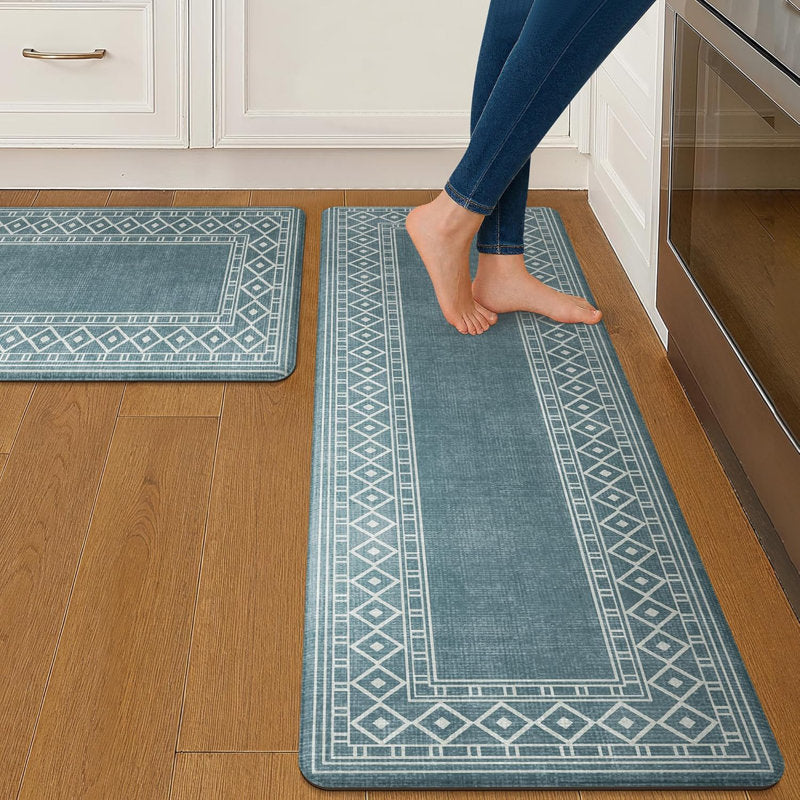 Anti-Fatigue Kitchen Mat Set - Vintage PVC Memory Foam Runner