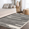 Berber Stripe Rug Modern Moroccan Cream/Black Area Rug