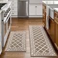 Non-Skid Washable Kitchen Mat Set - 2 Piece Geometric Runner Rugs