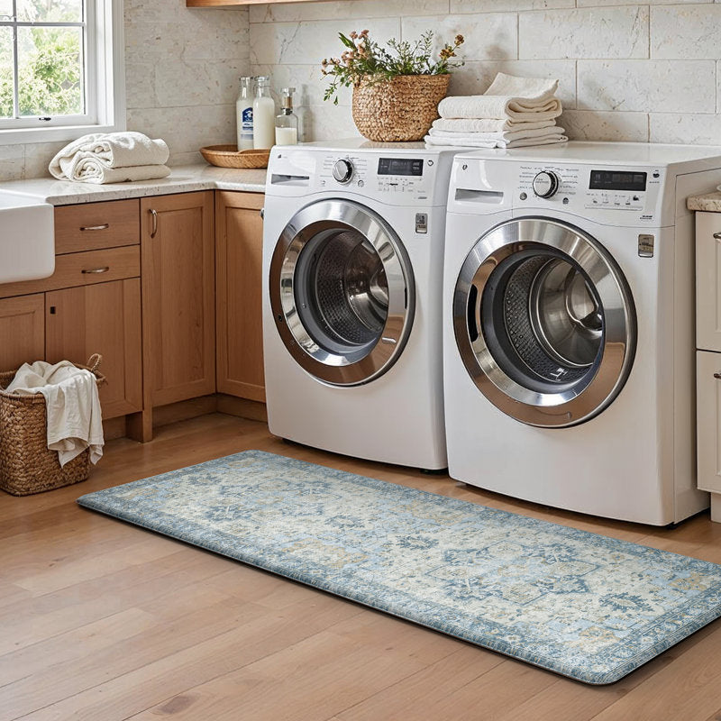 Anti-Fatigue Kitchen Mat Set - Vintage PVC Cushioned Floor Mats