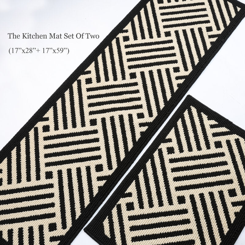 2-Piece Kitchen Mat Set Non-Skid Polypropylene Runner for Sink & Laundry