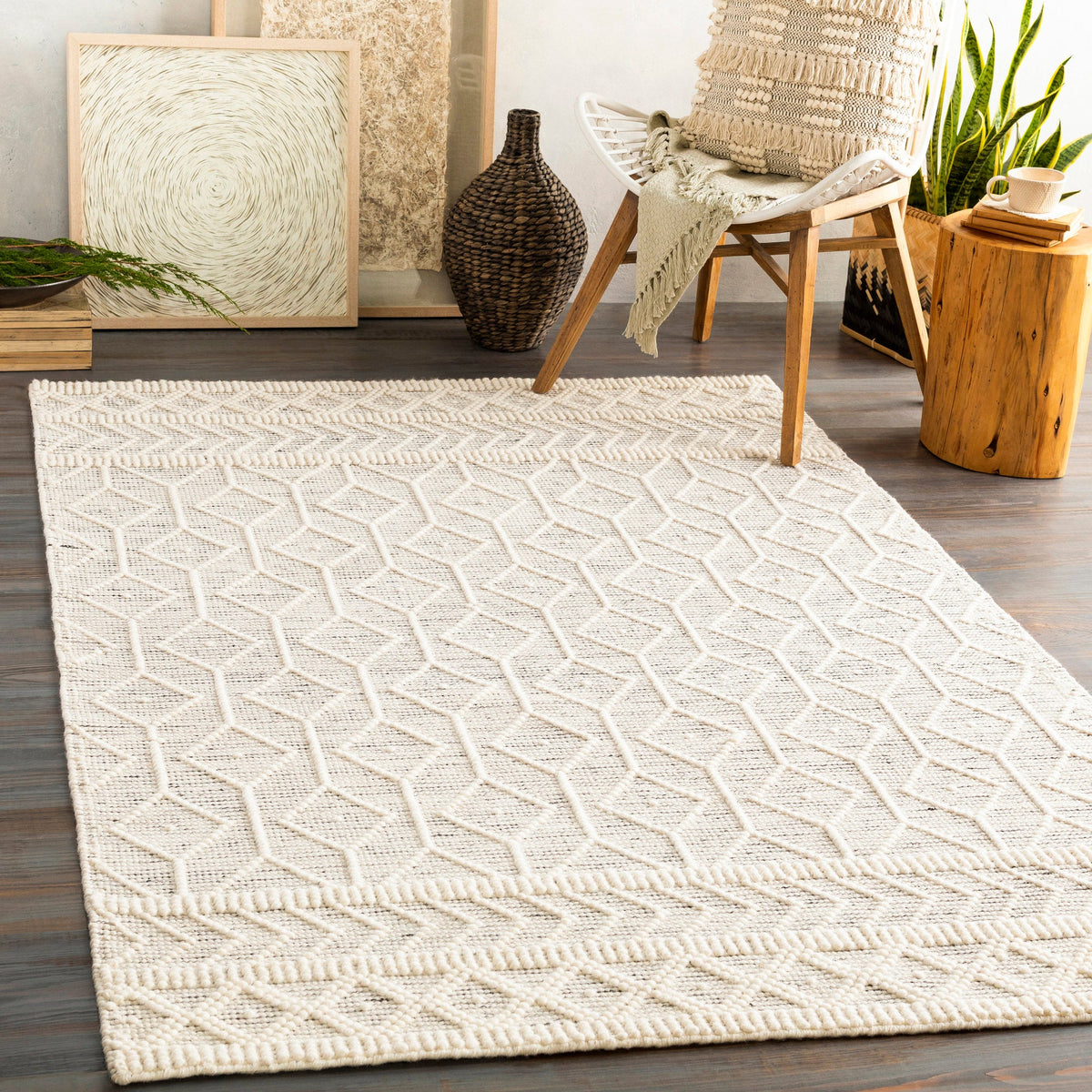 Emile - Handmade Flatweave Wool Oriental Area Rug - Black/White