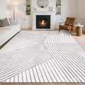 George Oliver - Striped Washable Area Rug Geometric Non-Slip Carpet