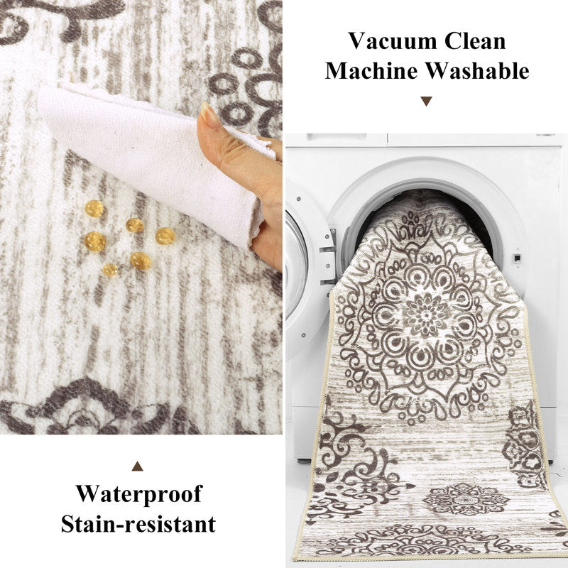 3-Piece Farmhouse Kitchen Rug Set - Vintage Floral Washable Mats