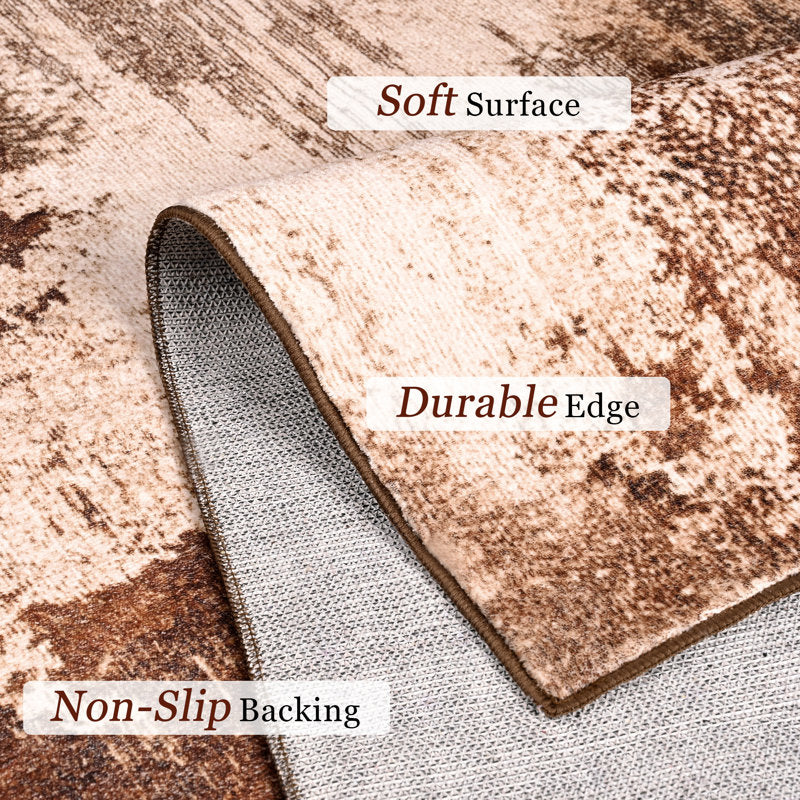 Fillender - Washable Abstract Area Rug Non-Slip Modern Living Room