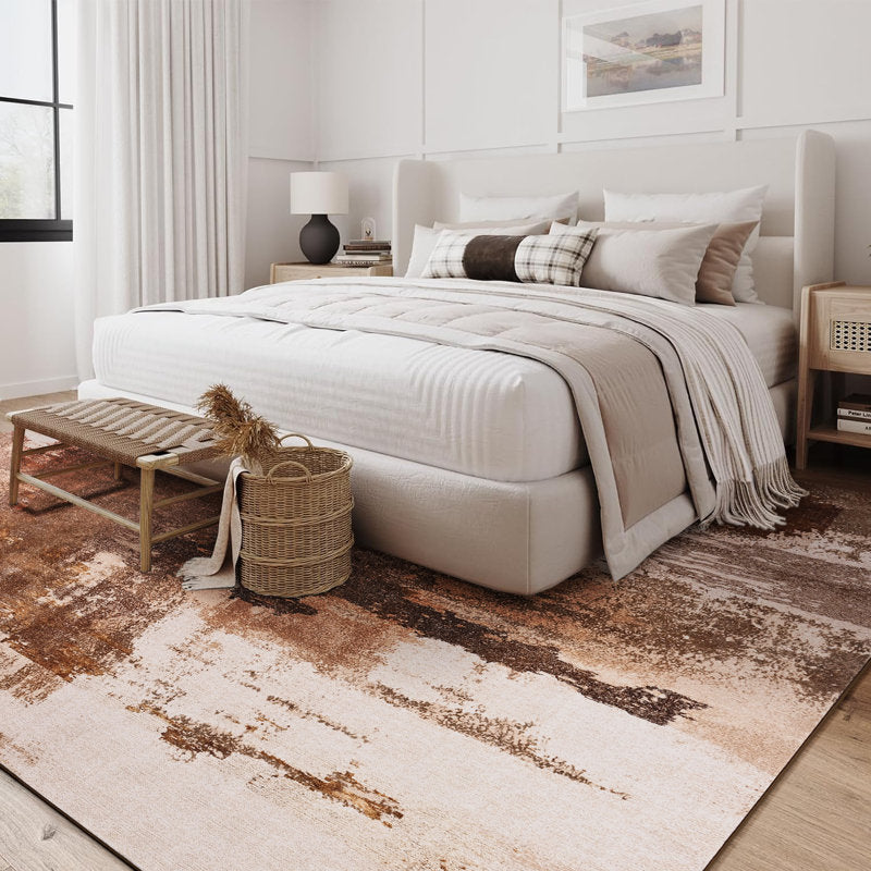 Fillender - Washable Abstract Area Rug Non-Slip Modern Living Room