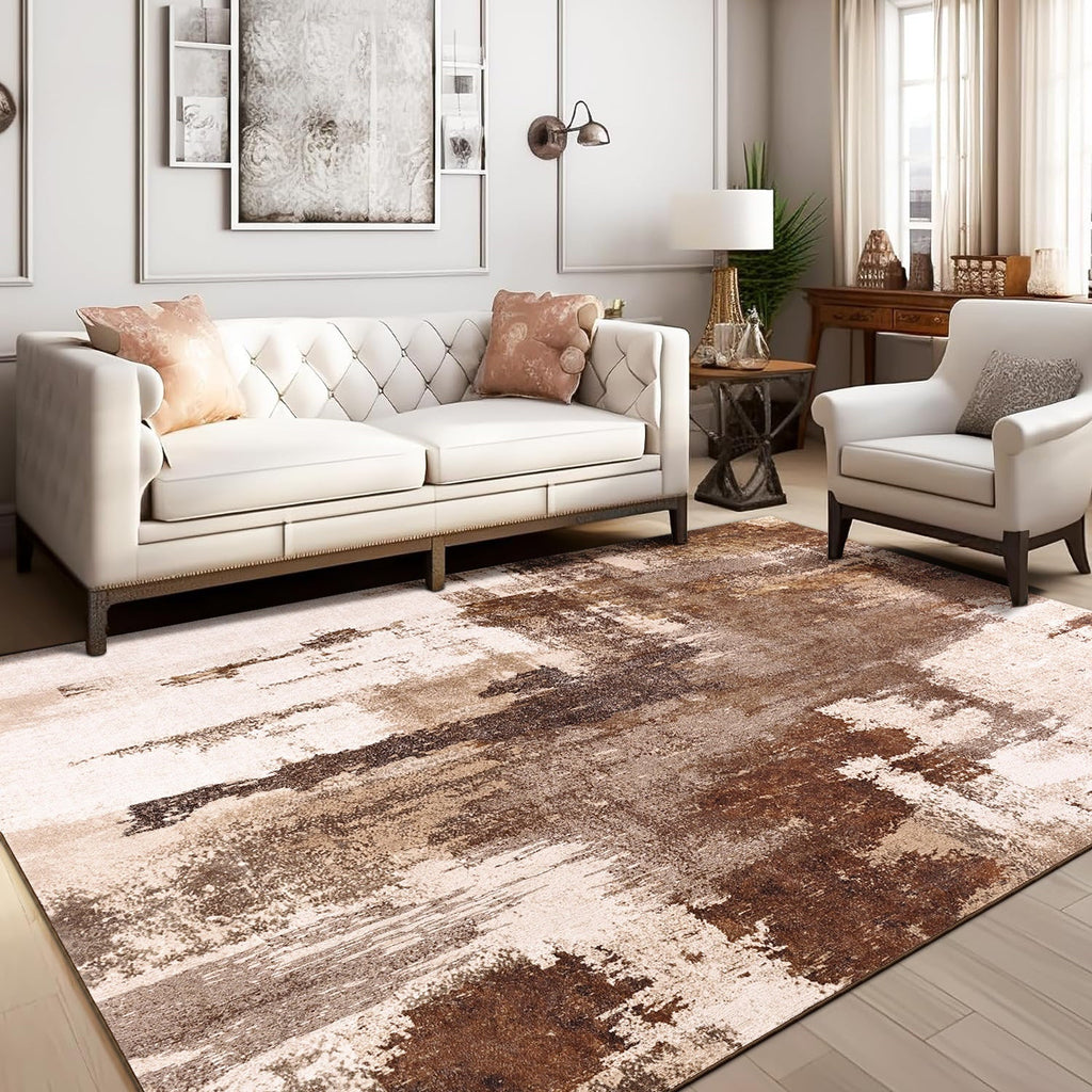 Fillender - Washable Abstract Area Rug Non-Slip Modern Living Room