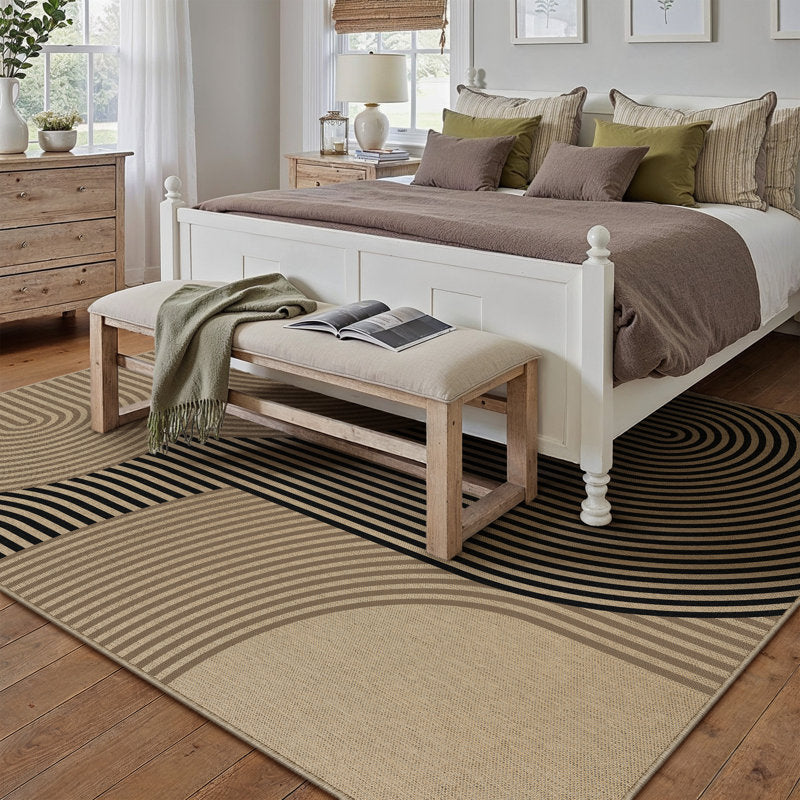 Elara Geometric Striped Linen Area Rug - Modern Living Room Decor