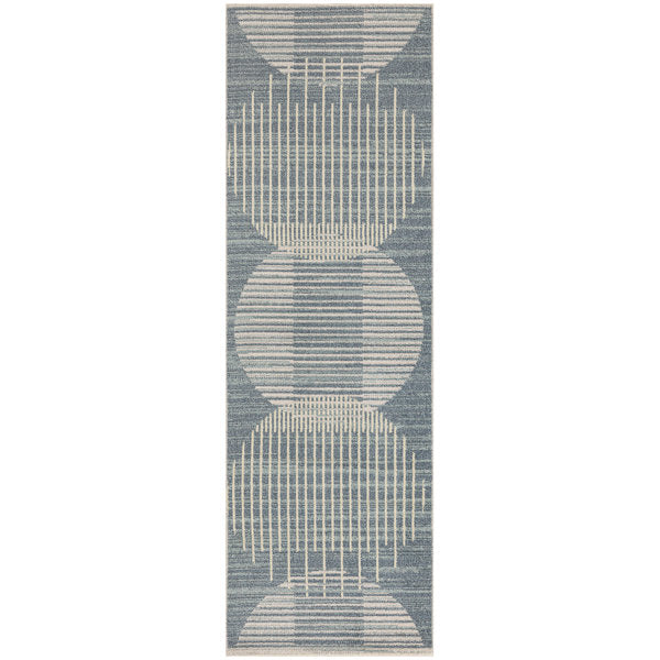 Blue Mid-Century Modern Machine Washable Indoor Rug - Jeffs