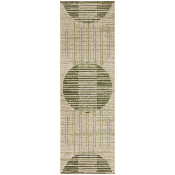 Mid-Century Modern Machine Washable Rug - Ivory Olive Indoor Area Rug