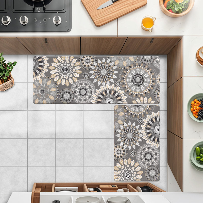 Jalissia Anti-Fatigue Kitchen Mat Set - Bohemian PVC Non-Slip Rugs