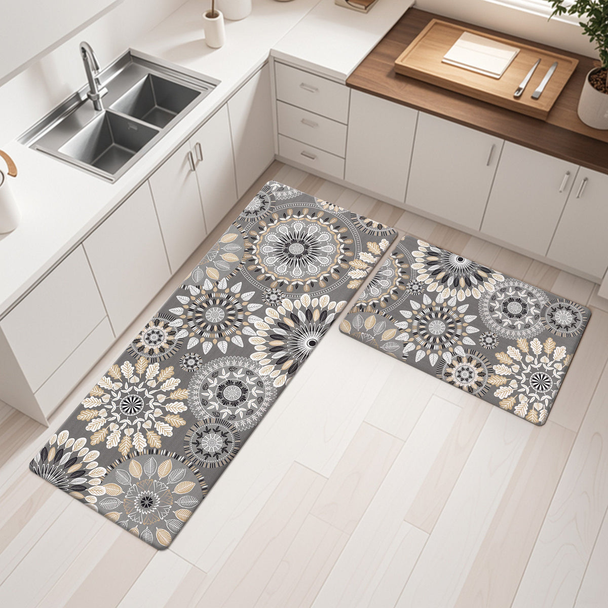 Jalissia Anti-Fatigue Kitchen Mat Set - Bohemian PVC Non-Slip Rugs