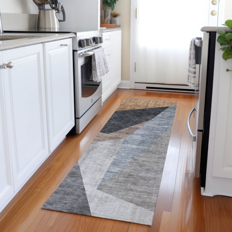 Karsyn Washable Abstract Indoor/Outdoor Runner Rug - Art Deco Style