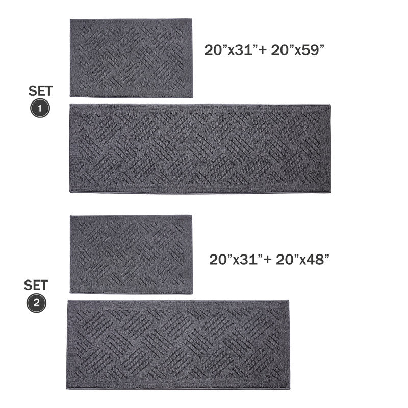 EverGrip 2-Piece Kitchen Rug Set - Non-Slip Polypropylene Floor Mats