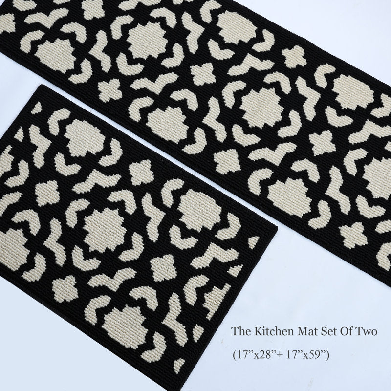 2-Piece Kitchen Mat Set Non-Slip Washable Runner Rugs