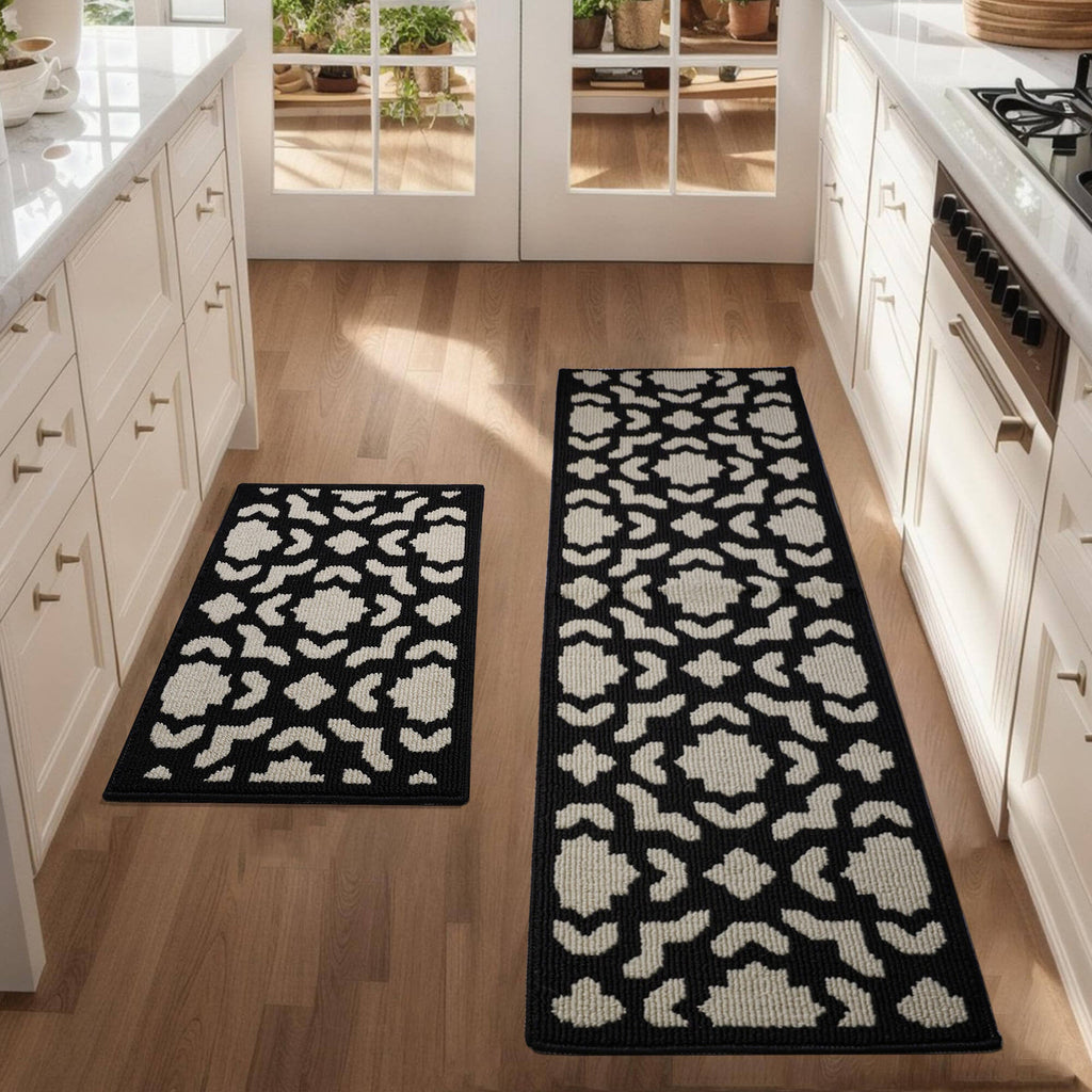 2-Piece Kitchen Mat Set Non-Slip Washable Runner Rugs