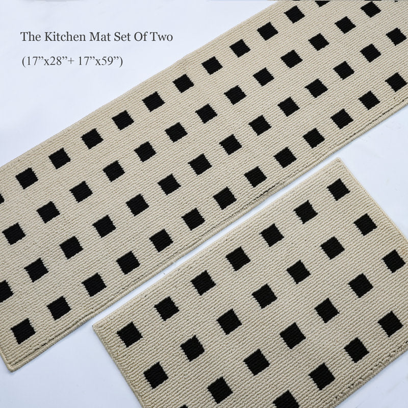 2-Piece Non-Slip Kitchen Mat Set - Absorbent Twill Rugs for Laundry