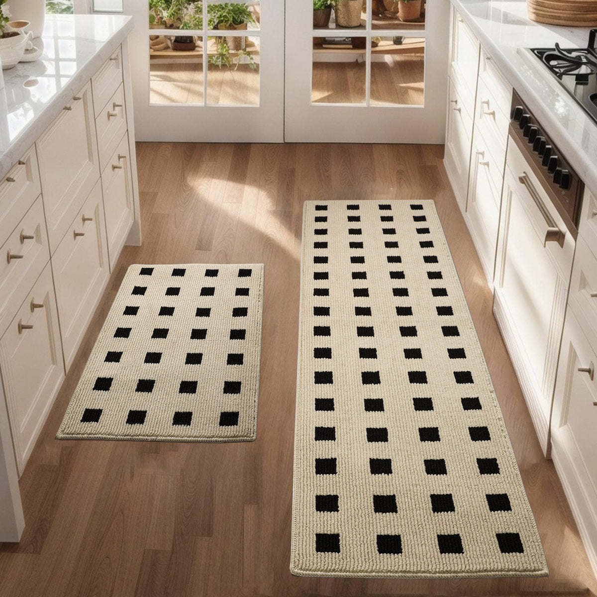2-Piece Non-Slip Kitchen Mat Set - Absorbent Twill Rugs for Laundry
