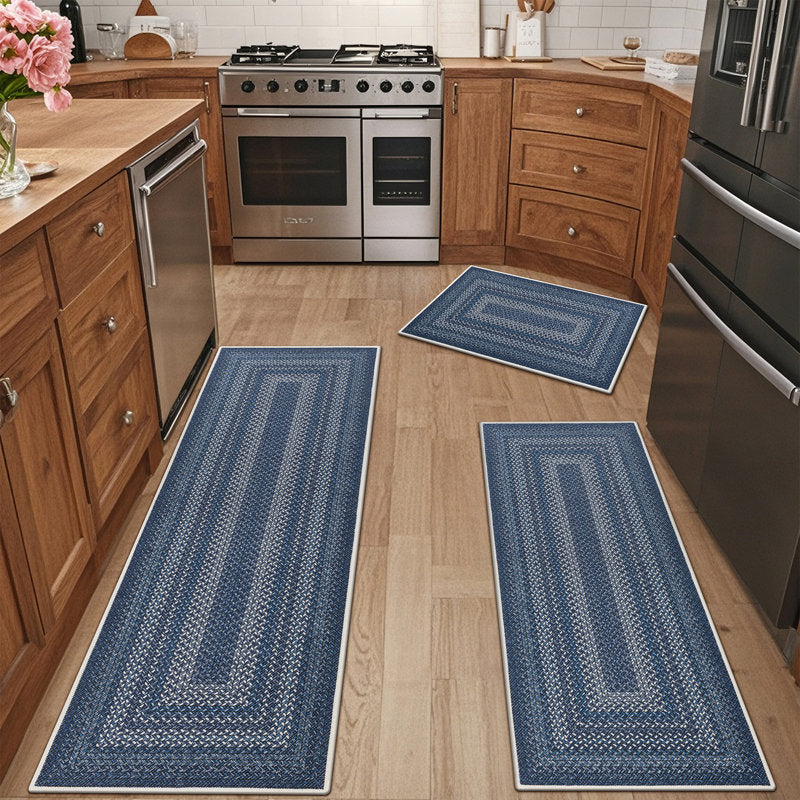 3pc Washable Kitchen Rug Set Boho Non-Slip Floor Mats