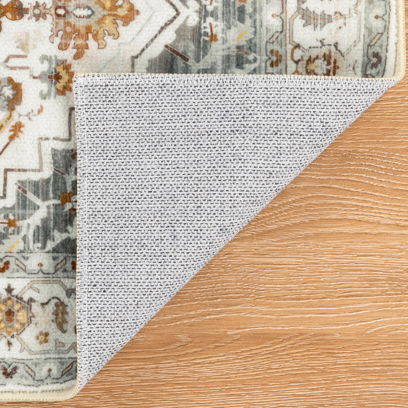 3-Piece Kitchen Rug Set - Vintage Floral Polyester - Non-Slip Mats