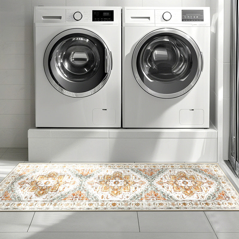 3-Piece Kitchen Rug Set - Vintage Floral Polyester - Non-Slip Mats