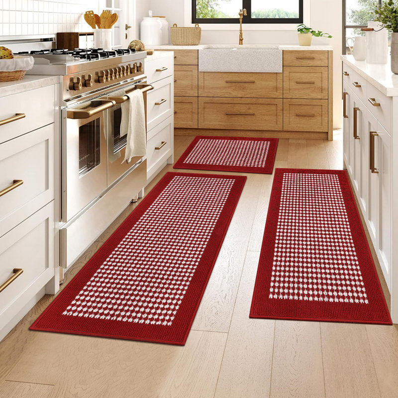 Moroccan Kitchen Mat Set - Non-Slip Washable Rugs (3-Piece)
