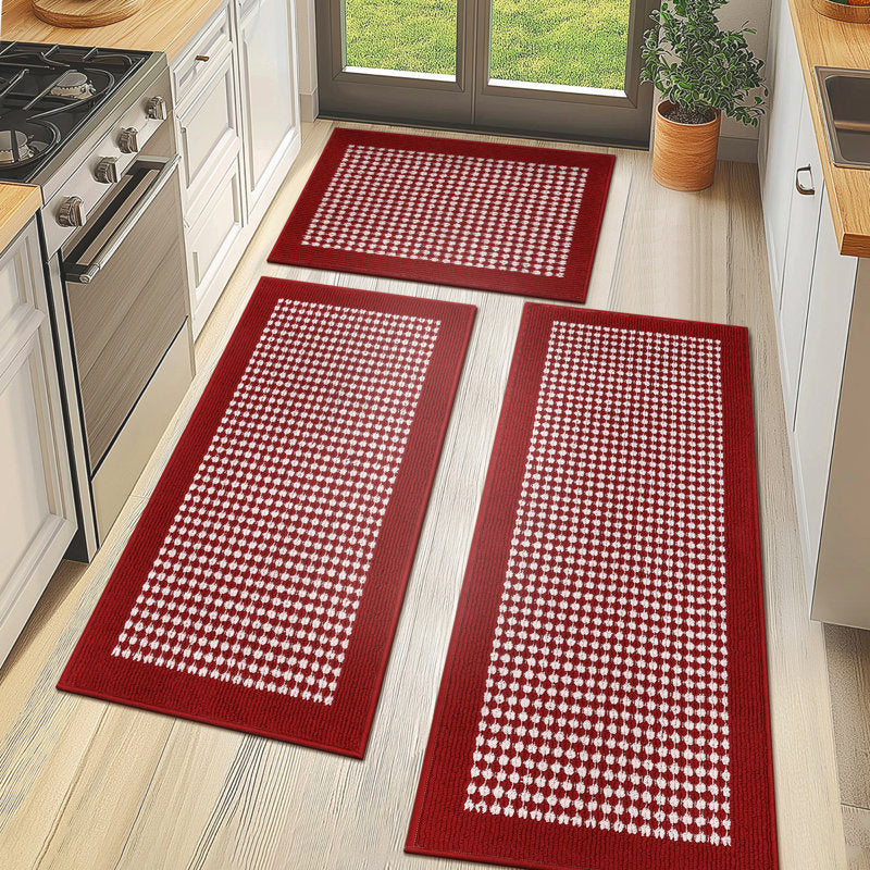 Moroccan Kitchen Mat Set - Non-Slip Washable Rugs (3-Piece)