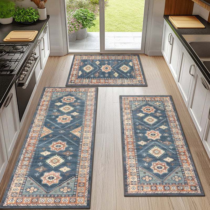 Artisan Boho - 3-Piece Kitchen Mat Set Non-Slip Washable Runners