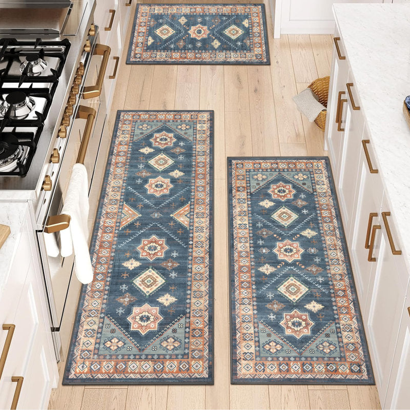 Artisan Boho - 3-Piece Kitchen Mat Set Non-Slip Washable Runners