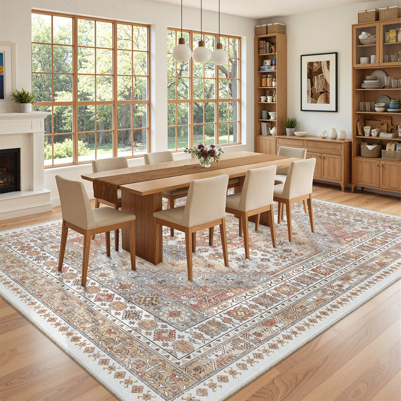 Malaika - Machine-Washable Medallion Area Rug Vintage Non-Slip