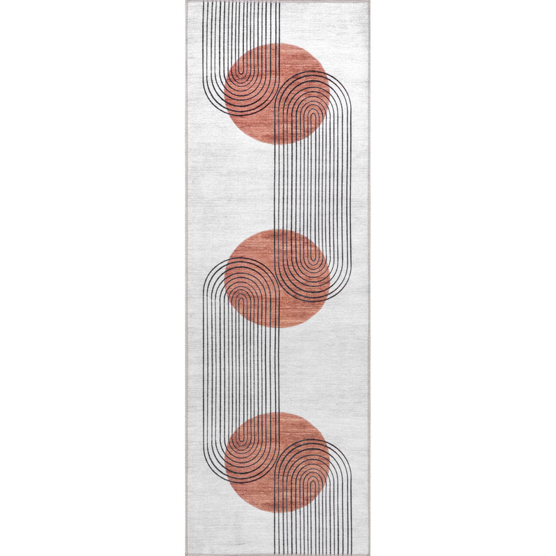 Abstract Sun Machine Washable Runner Rug - Modern Hallway Decor