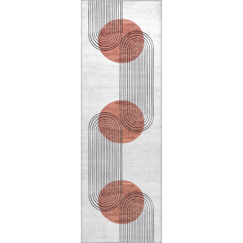 Abstract Sun Machine Washable Runner Rug - Modern Hallway Decor