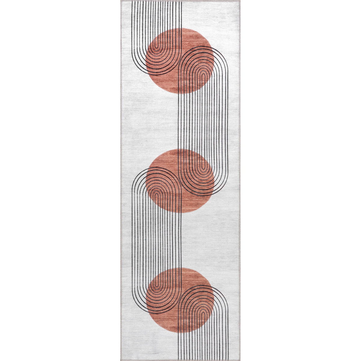 Abstract Sun Machine Washable Runner Rug - Modern Hallway Decor