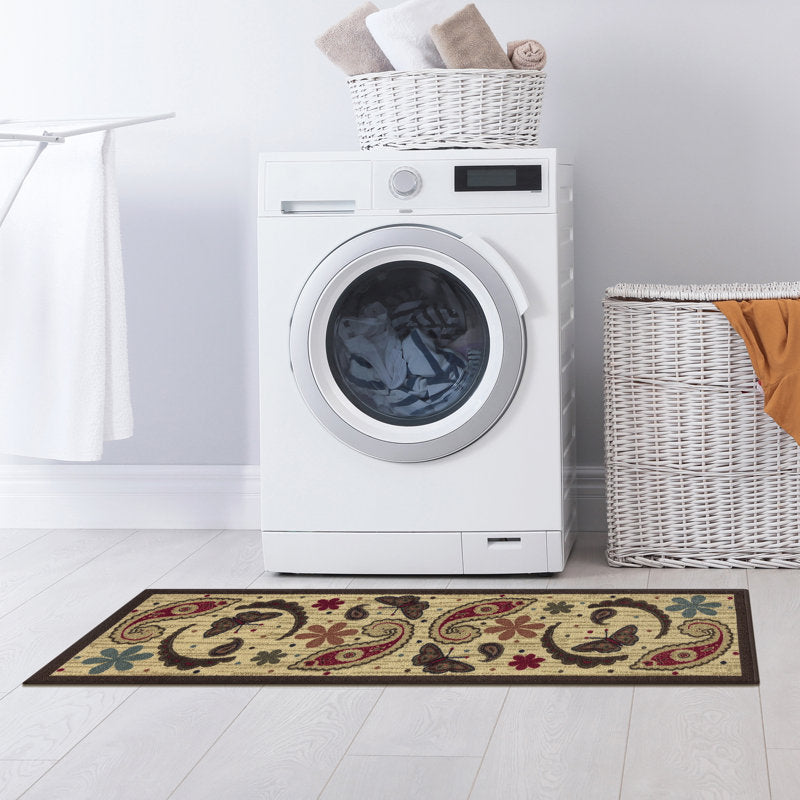 Paisley Kitchen Runner Rug - Non-Slip Rubberback Polyamide Mat