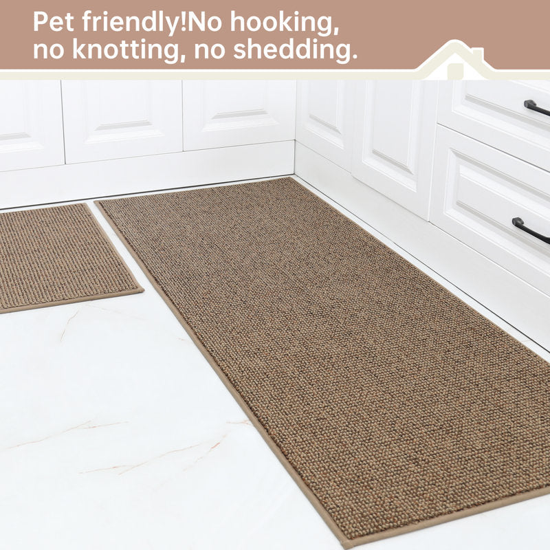 2-Piece Non-Slip Kitchen Rug Set Absorbent Microfiber Floor Mats