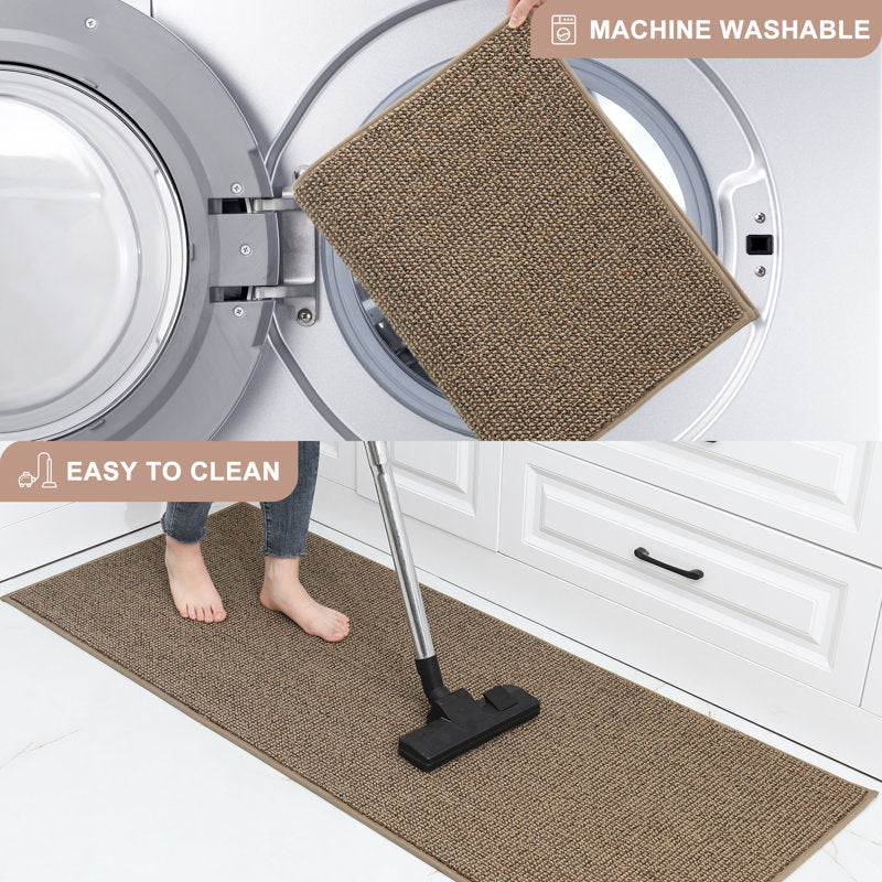 2-Piece Non-Slip Kitchen Rug Set Absorbent Microfiber Floor Mats