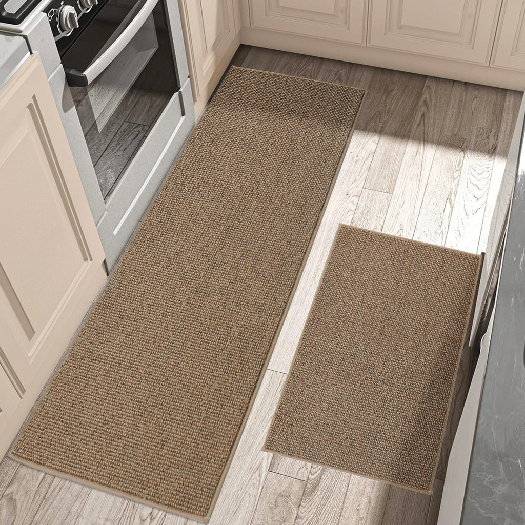 2-Piece Non-Slip Kitchen Rug Set Absorbent Microfiber Floor Mats