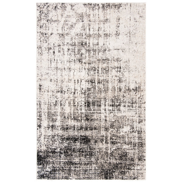 Riebe Black Rug - Industrial Geometric Area Rug for Living Room