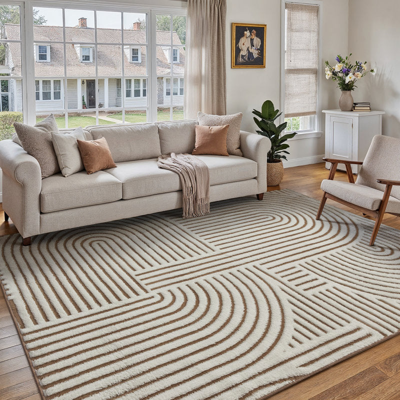 Rove - Geometric Cotton Velvet Area Rug for Modern Living Rooms