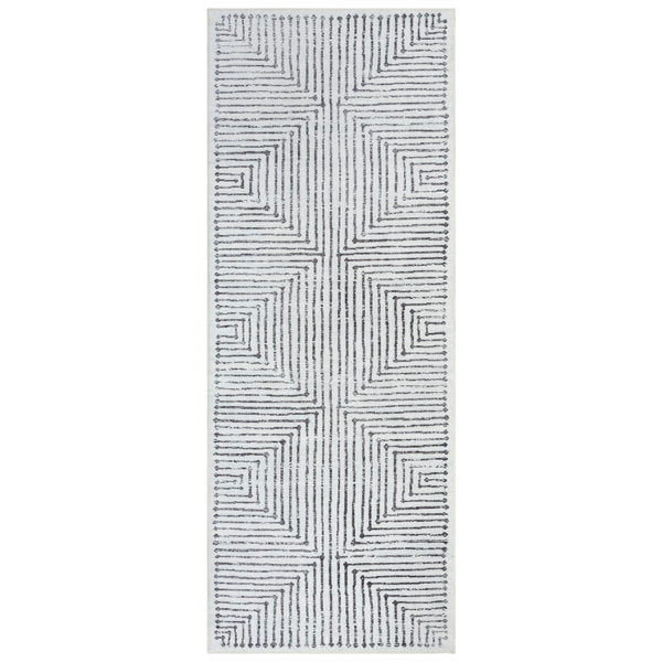 Modern Washable Non-Slip Rug - Ivory & Black - Entryway & Kitchen